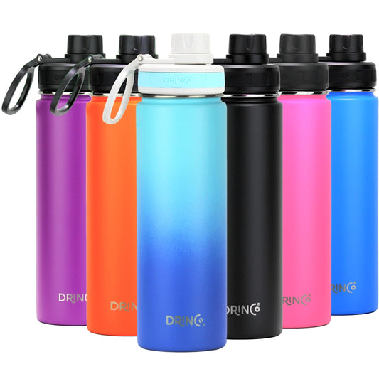 DRINCO Stainless Steel Water Bottle Spout Lid Vacuum Insulated Double Wall Water Bottle Wide Mouth (40oz 32oz 22oz 18oz 14oz) Leak Proof Keeps Cold…