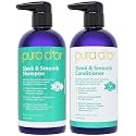 PURA D'OR Sleek & Smooth Shampoo and Conditioner Set For Frizz-Free & Silky Smooth Hair, Infused with Organic Aloe Vera, Argan Oil, Castor Oil