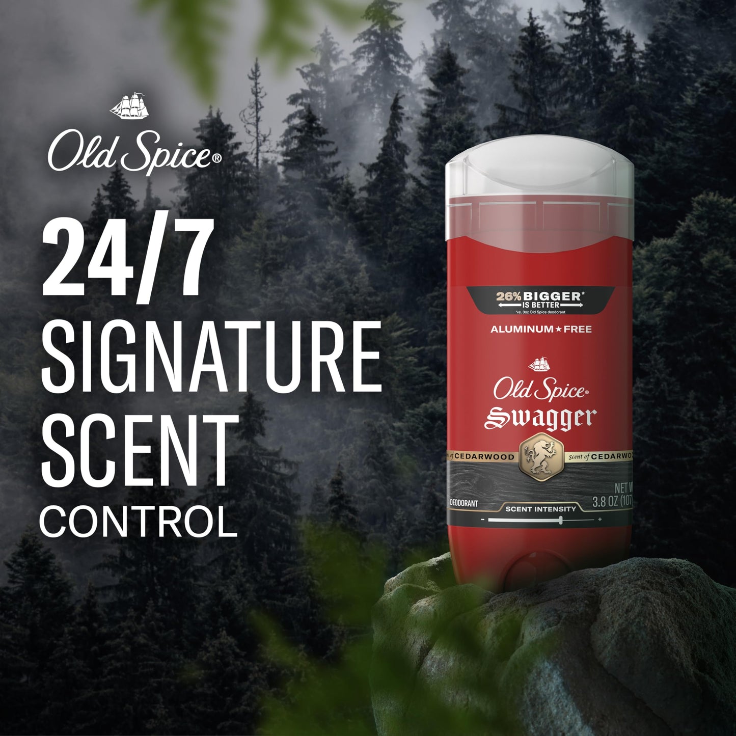 Old Spice Aluminum Free Deodorant for Men, 24/7 Protection to Eliminate Odors, 24/7 Freshness & Lasting Scent, Swagger with Lime & Cedarwood Scent