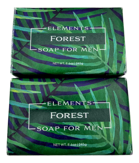 Greenwich Bay Trading Co. Forest Elements Soap For Men, 8.6 oz Bars, Set of 2, Enriched with Botanical Butters and Virgin Olive Oil