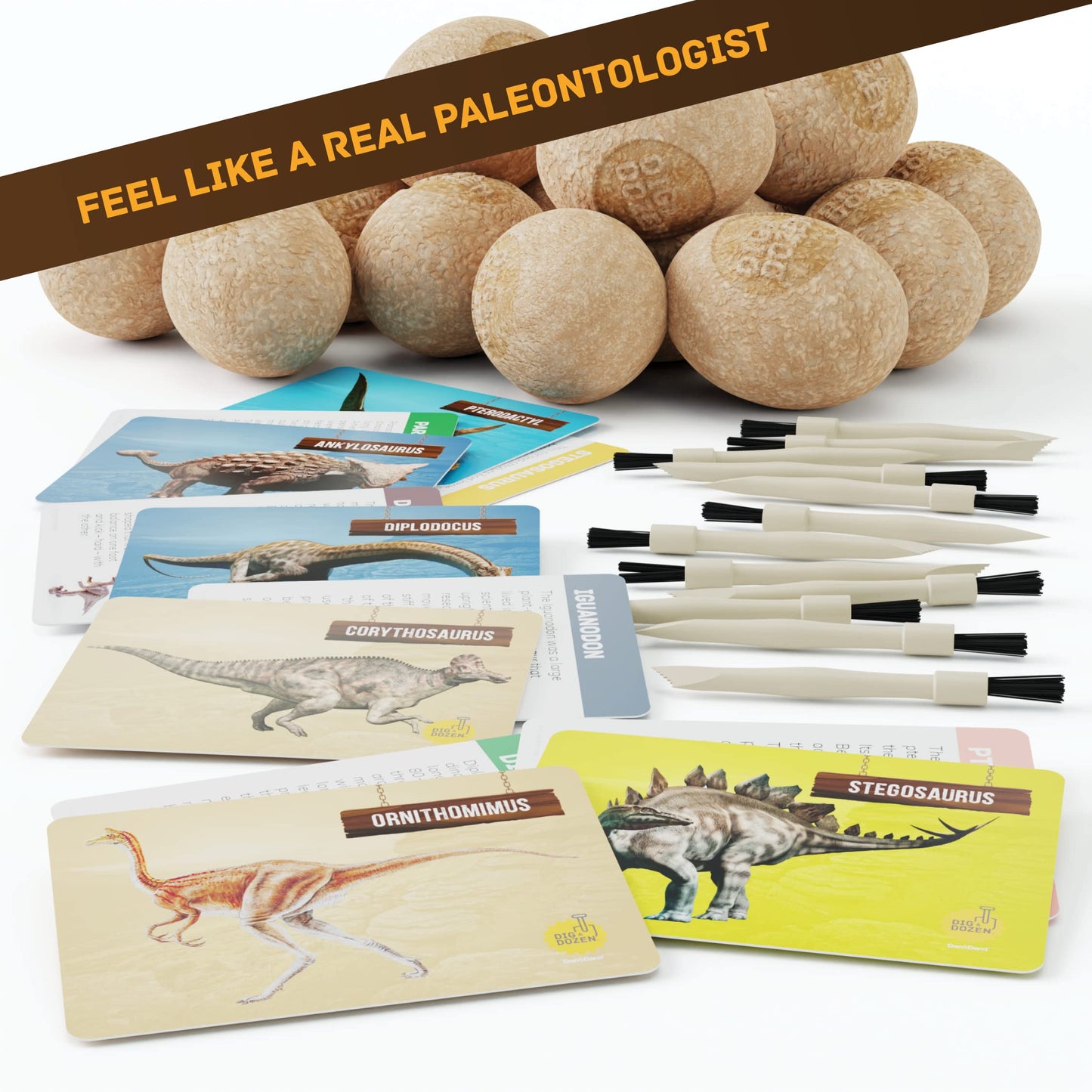 Dan&Darci Dig a Dozen Dino Egg Kit – Dinosaur Toys for Kids Ages 3-12, 12 Surprise Dino Eggs, STEM Science Activity & Party Gift
