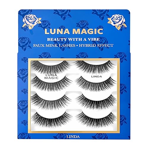 Luna Magic Linda Faux Mink Wispy Lashes with Soft Band, Reusable up to 10x, Lightweight Eye-Enhancing Design for Natural or Dramatic Eye Looks - Vegan