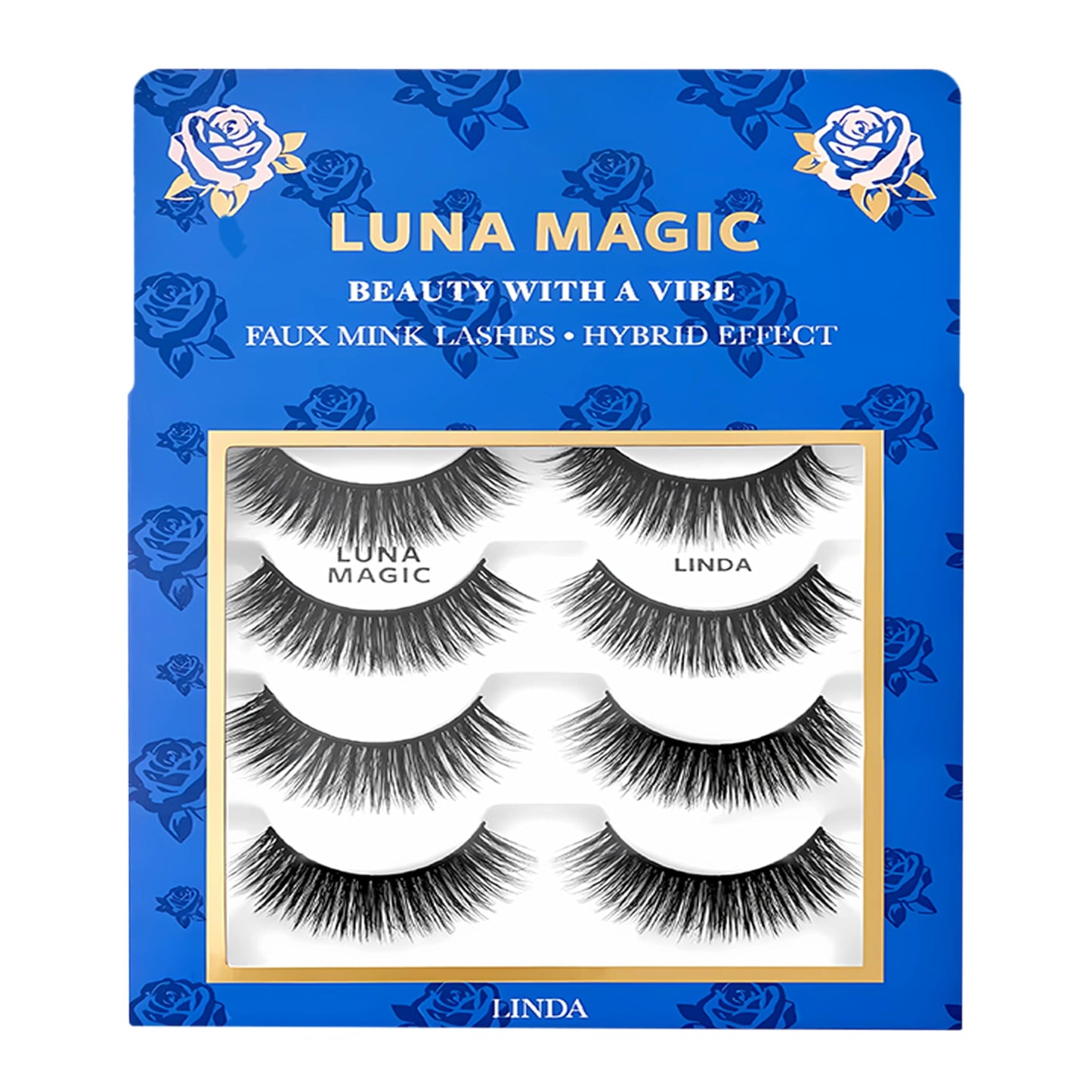 Luna Magic Linda Faux Mink Wispy Lashes with Soft Band, Reusable up to 10x, Lightweight Eye-Enhancing Design for Natural or Dramatic Eye Looks - Vegan