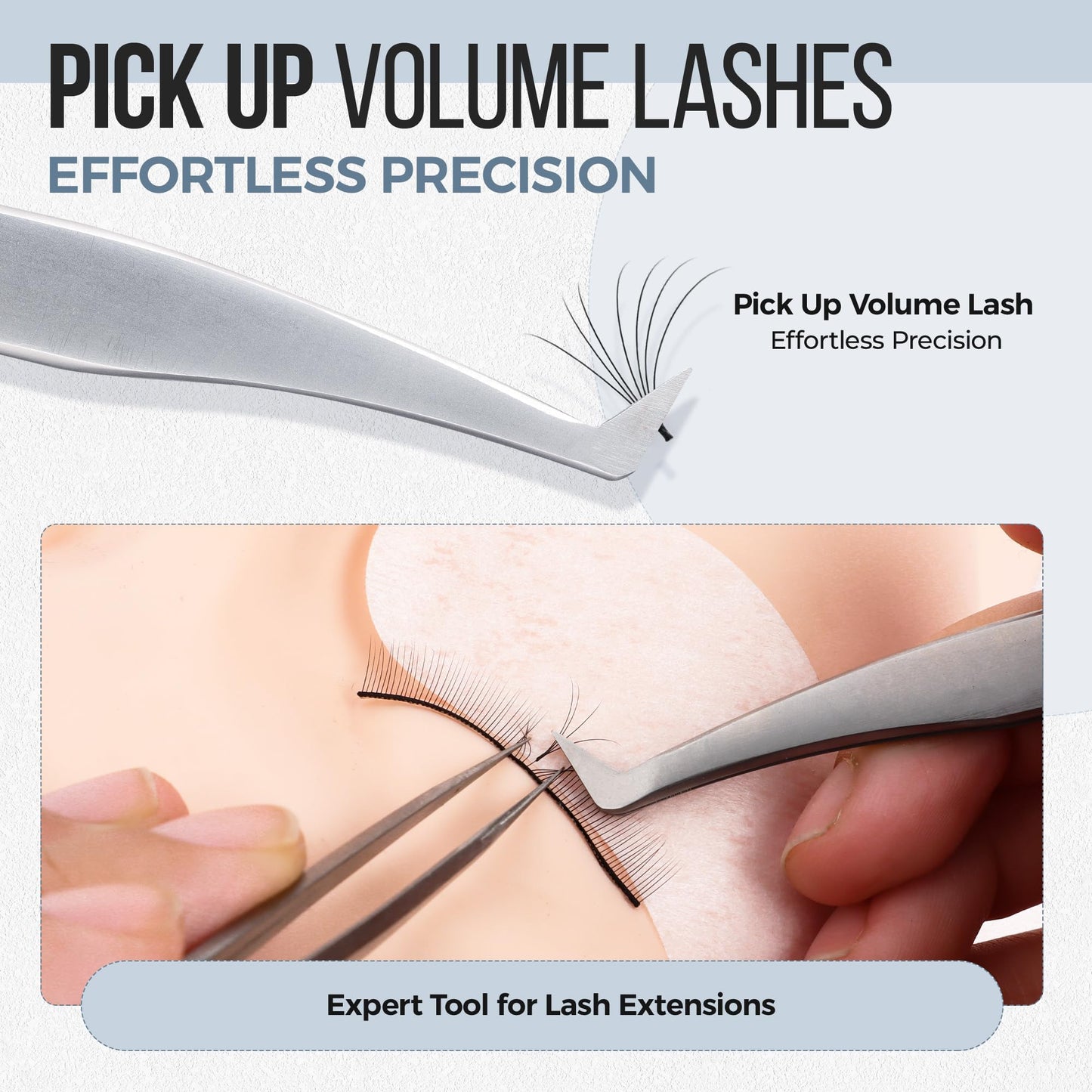 LASHVIEW Lash Tweezer, High Precision Stainless Steel Volume Eyelash Tweezers, Eyelash Extension Tweezers for Profissional Grafting lash Extension