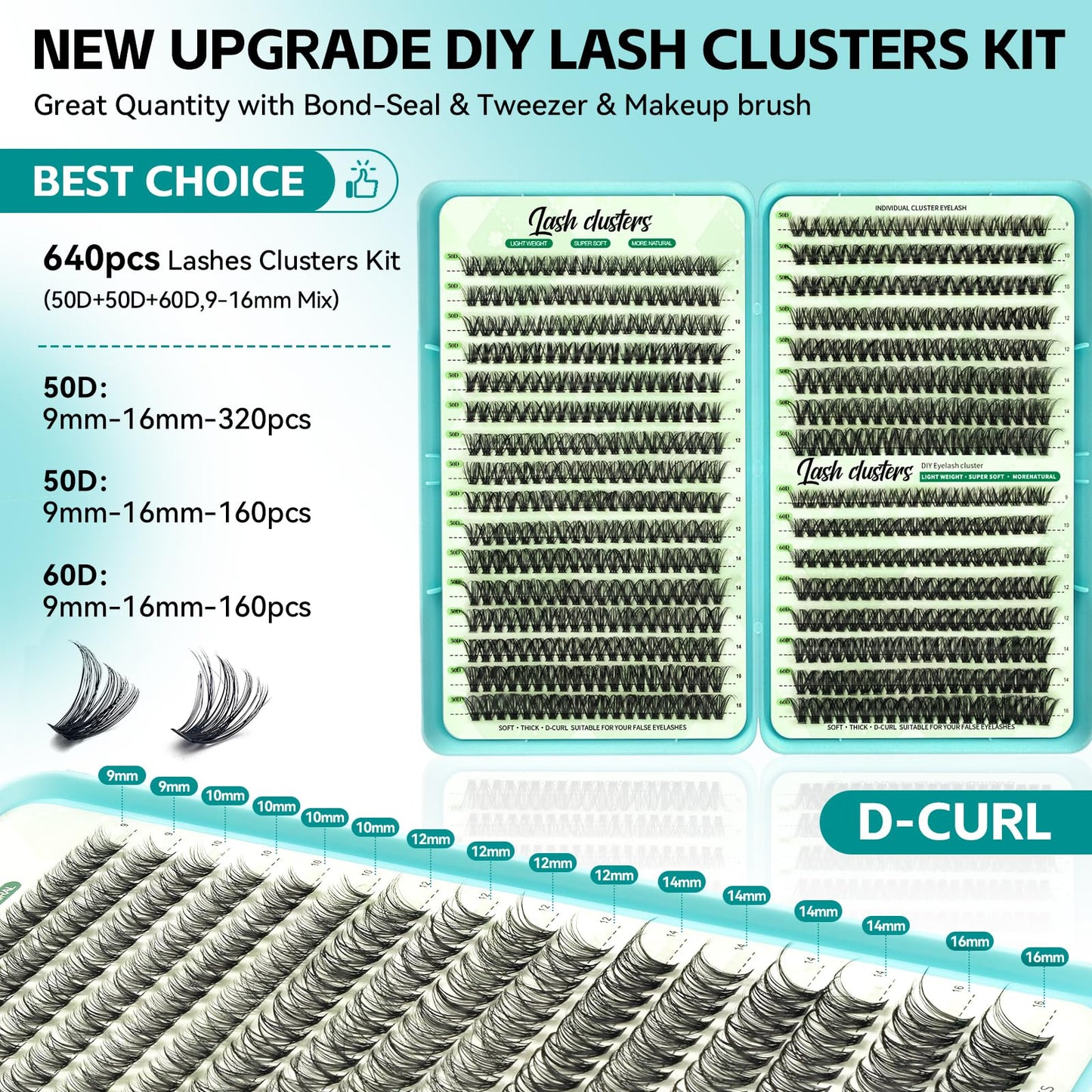 Wispy Lash Clusters D Curl eyelash clusters Natural Look Eyelashes 9-16mm Beauty and Personal Care Aisniec