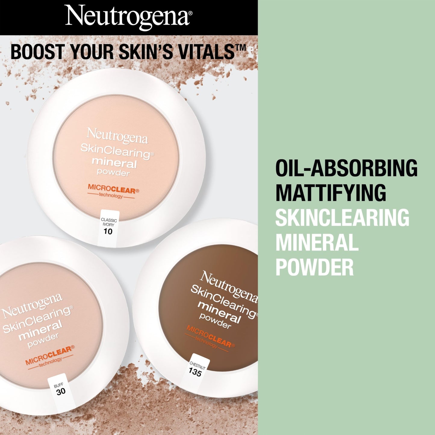 Neutrogena SkinClearing Pressed Mineral Powder Compact for Acne Prone Skin, Oil Absorbing Acne Makeup with Salicylic Acid helps to Cover, Treat
