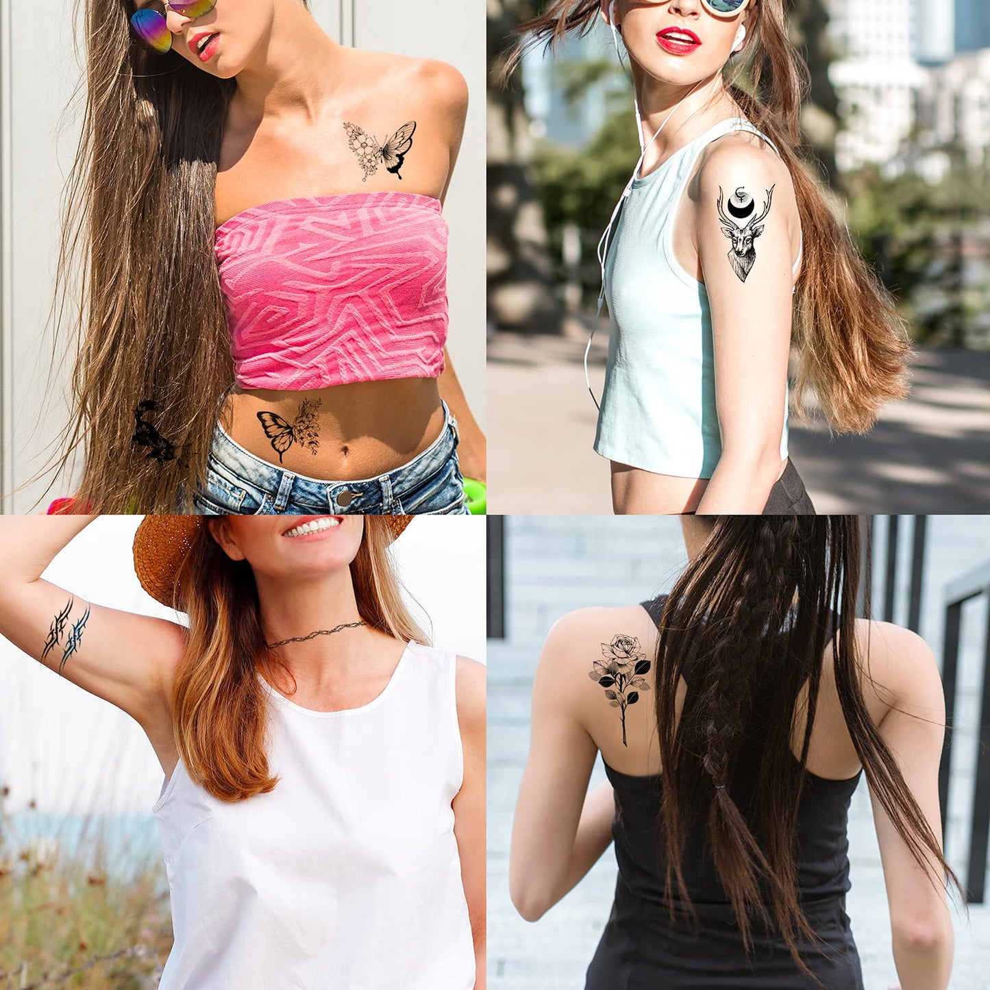 72 Sheets Temporary Tattoos for Women and Girls, Flower Tattoo Temporary, Butterfly Tattoos, Fake Black Tiny Temporary Tattoos Body Art Sticker Beauty and Personal Care Zomme