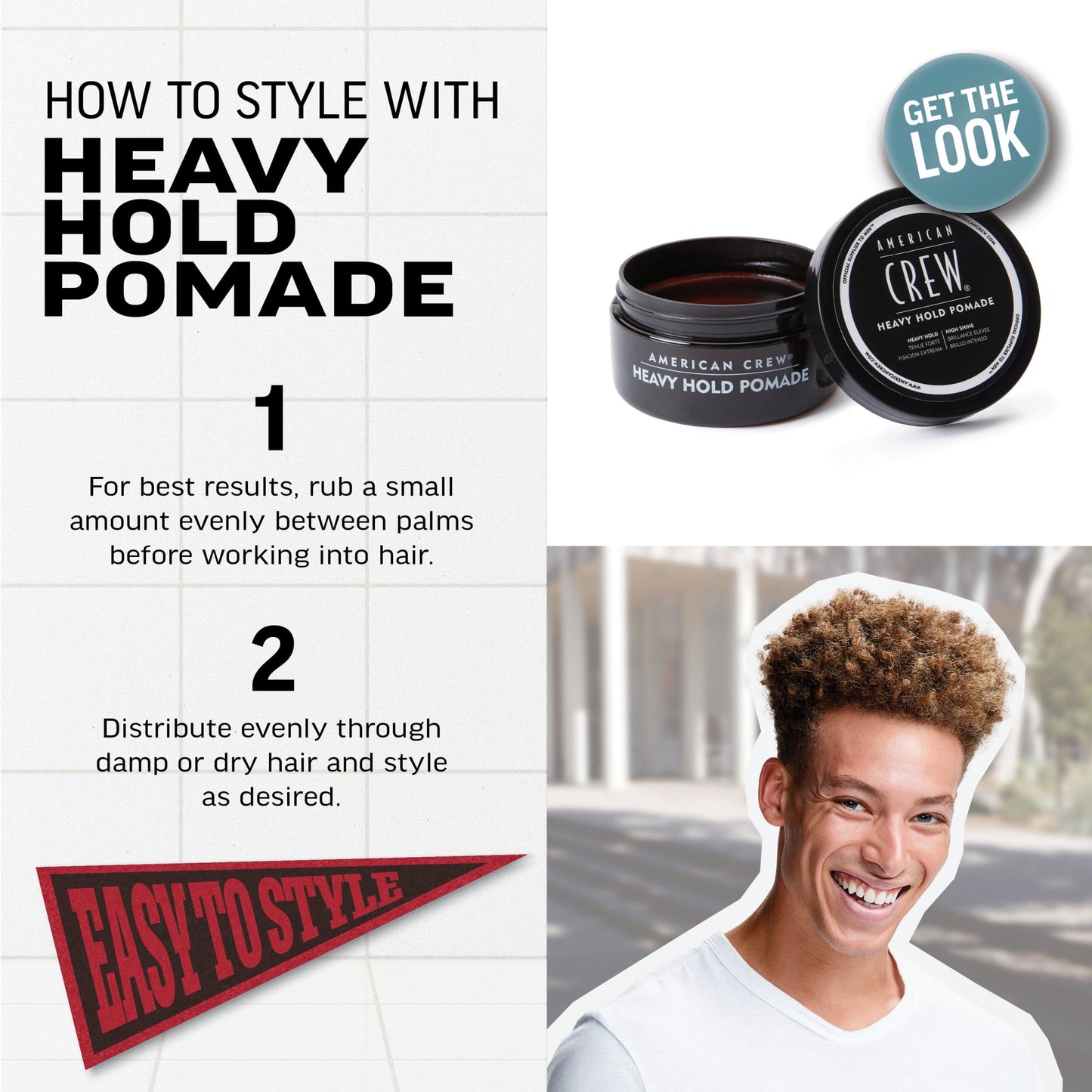 American Crew Men's Hair Pomade, Like Styling Gel with Heavy Hold & High Shine, Stocking Stuffer for Him, 3 oz