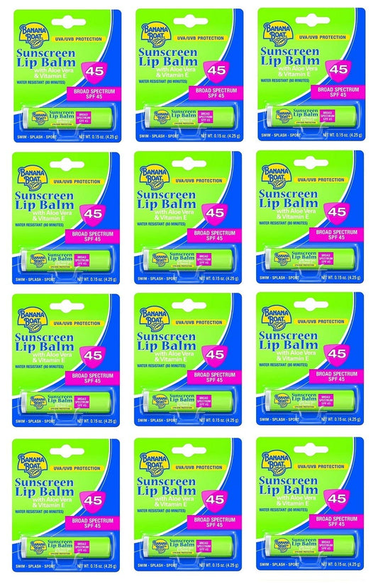 Banana Boat Aloe Vera Lip Balm SPF 45, 0.15 Ounce (12 Pieces) Beauty and Personal Care Banana Boat