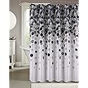 Serafina Home Modern Black Fabric Shower Curtain for Bathroom: Cascading Water Splash Pattern of Charcoal, Black, Light Grey and White