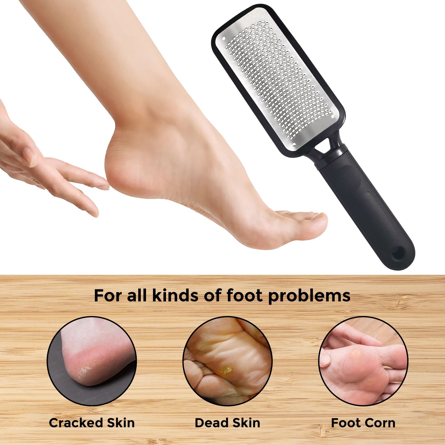 P2P Nails Foot File and Callus Remover - Metal Tool to Remove Dry Skin - Salon Style Dead Skin Remover for Wet and Dry Feet - Professional Foot File