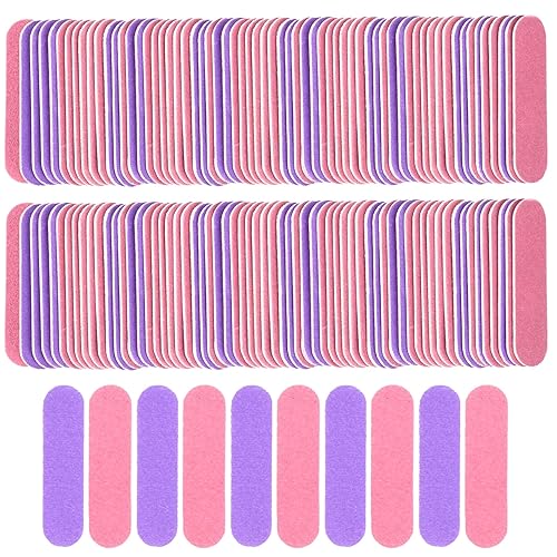 VIOCIWUO Mini Nail File Bulk 300Pcs (180/240 Grit), Disposable Nail Files Double Sided Emery Boards Home or Professional Manicure Tools(Purple