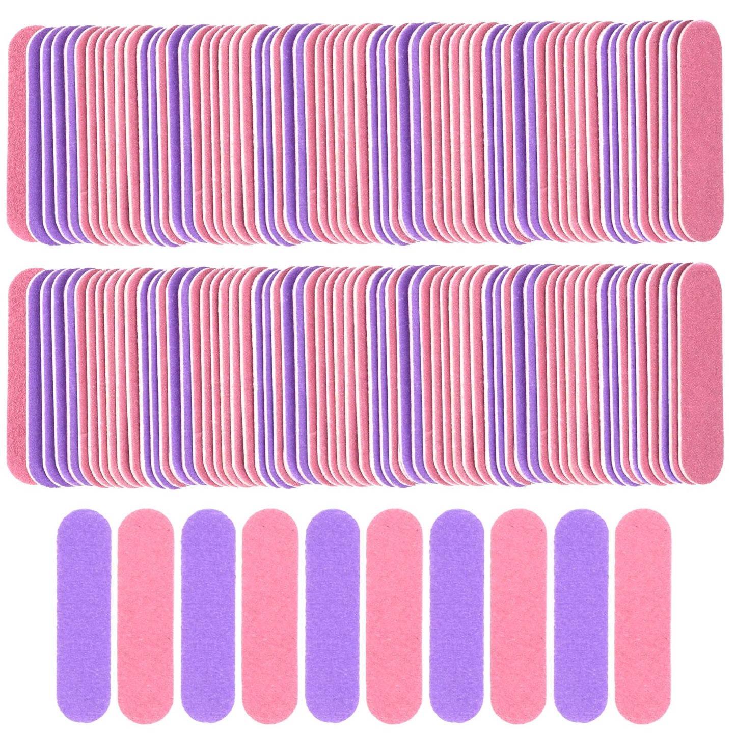 VIOCIWUO Mini Nail File Bulk 300Pcs (180/240 Grit), Disposable Nail Files Double Sided Emery Boards Home or Professional Manicure Tools(Purple