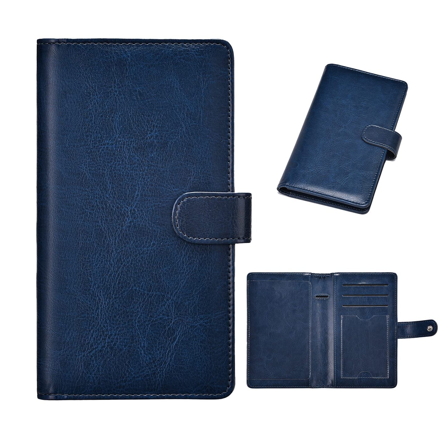 Checkbook Covers- Leather RFID Check Registers for Personal Checkbook，Women&Men Wallets with Checkbook Holder Case (Blue)