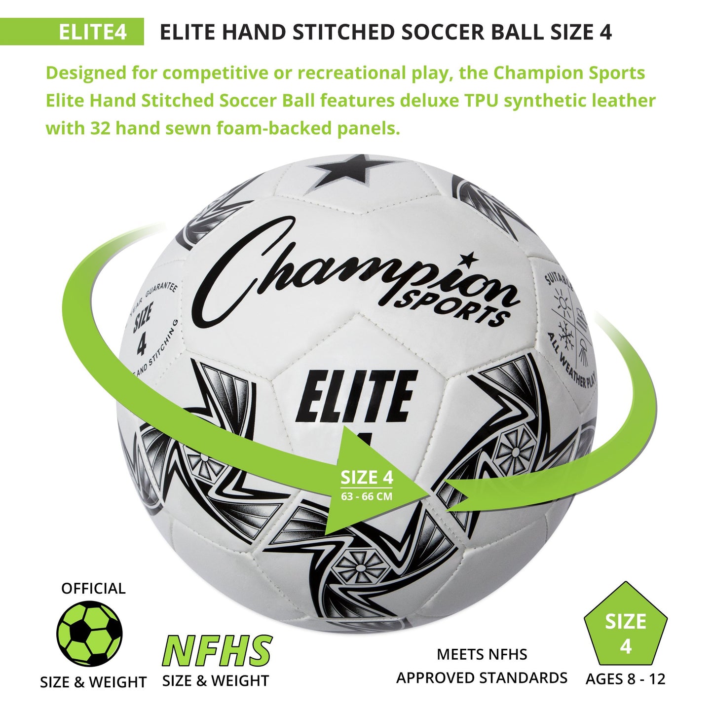 Champion Sports Elite Soccer Ball, Size 4