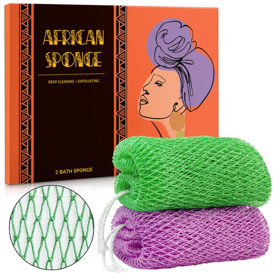 African Net Sponge Authentic - African Exfoliating Net Sponge Real African Wash Cloth Loofah - African Bath Sponge with Knots Exfoliator Net Beauty and Personal Care Hrsqu