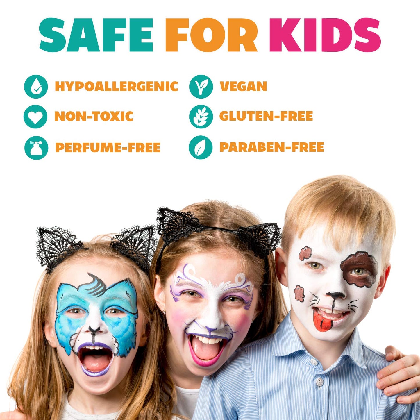 Kraze FX Fundamentals Professional 6 Color Primary Face Paint Palette (6 gm) with Brush - Water Activated, Hypoallergenic, Safe, Non-Toxic Face