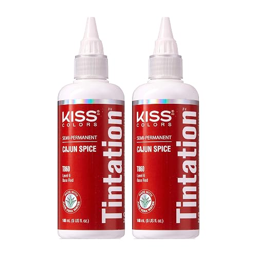 Red by Kiss Tintation Semi-Permanent Hair Color, Aloe Vera Water Based, Argan Oil, Olive Oil, Collagen & Keratin, Long-Lasting Color Dye (Cajun Spice