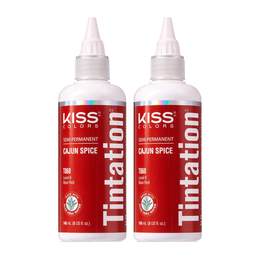 Red by Kiss Tintation Semi-Permanent Hair Color, Aloe Vera Water Based, Argan Oil, Olive Oil, Collagen & Keratin, Long-Lasting Color Dye (Cajun Spice