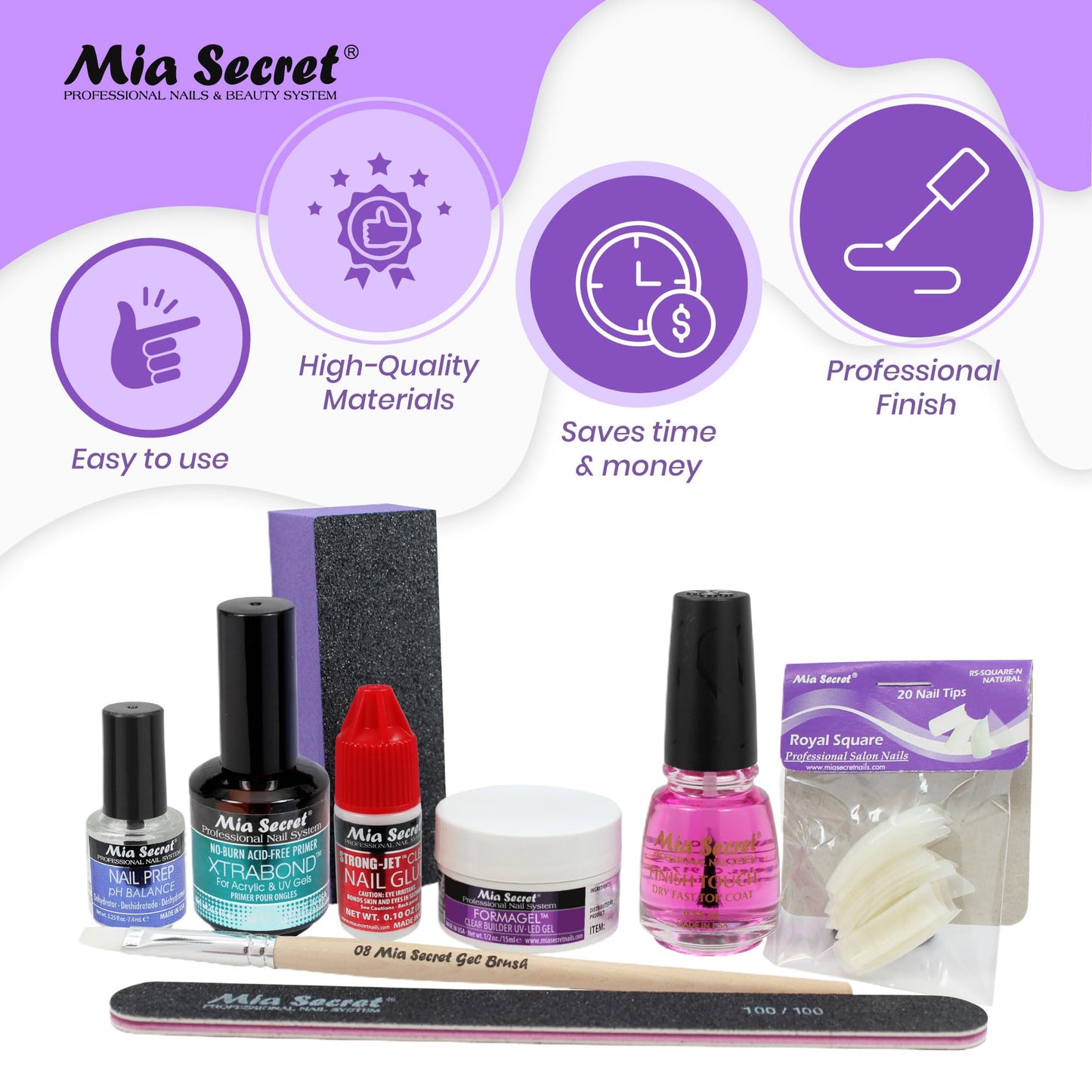 Mia Secret Formagel Builder Gel Kit CONTAINS: Nail Prep, Topcoats, Builder gel, Nail Files (Clear Kit) Beauty & Personal Care Mia Secret