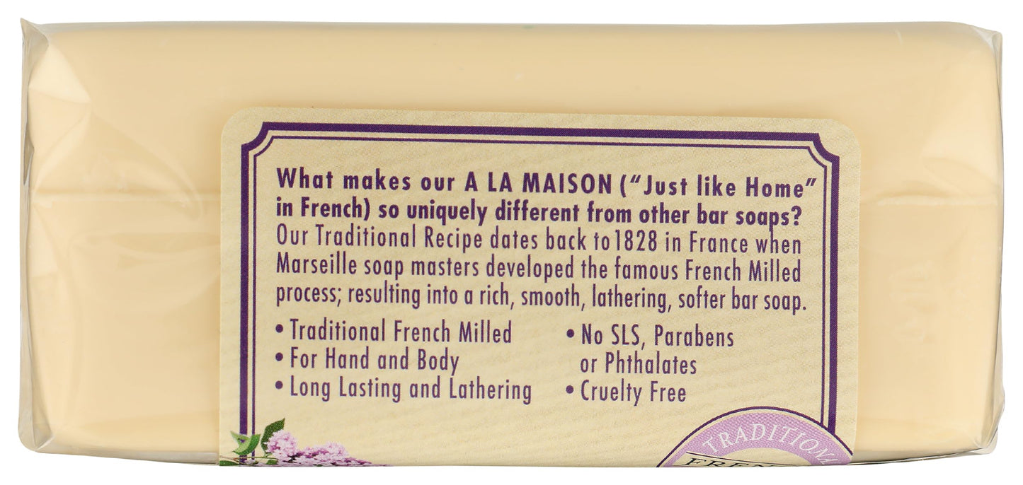 A LA MAISON Rose Lilac Bar Soap - Triple French Milled Natural Moisturizing Hand Soap Bar (1 Bar of Soap, 8.8 oz)