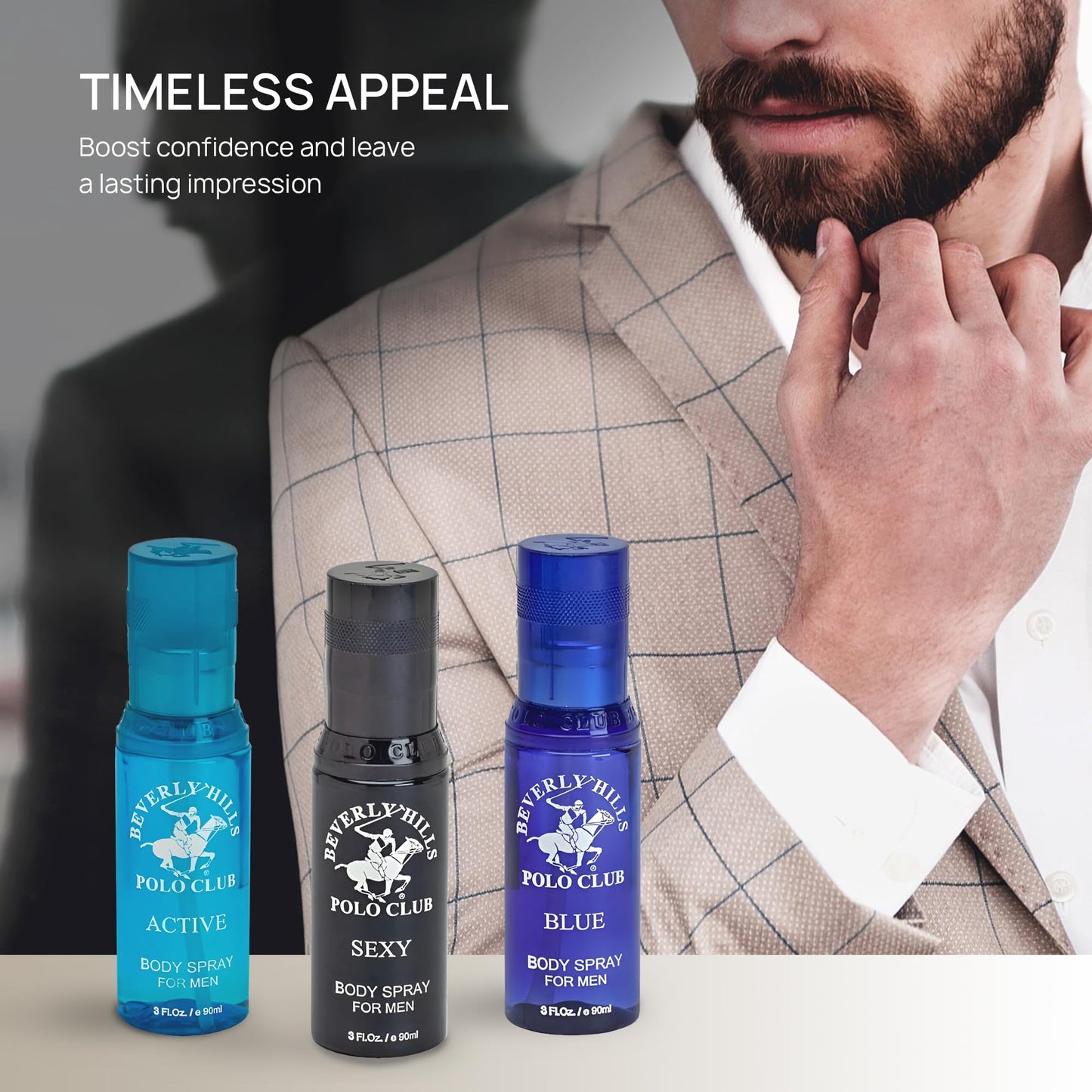 Beverly Hills Polo Club Men's Body Spray Collection Gift Set Featuring Luxury Designer Cologne Scents for Long Lasting Freshness