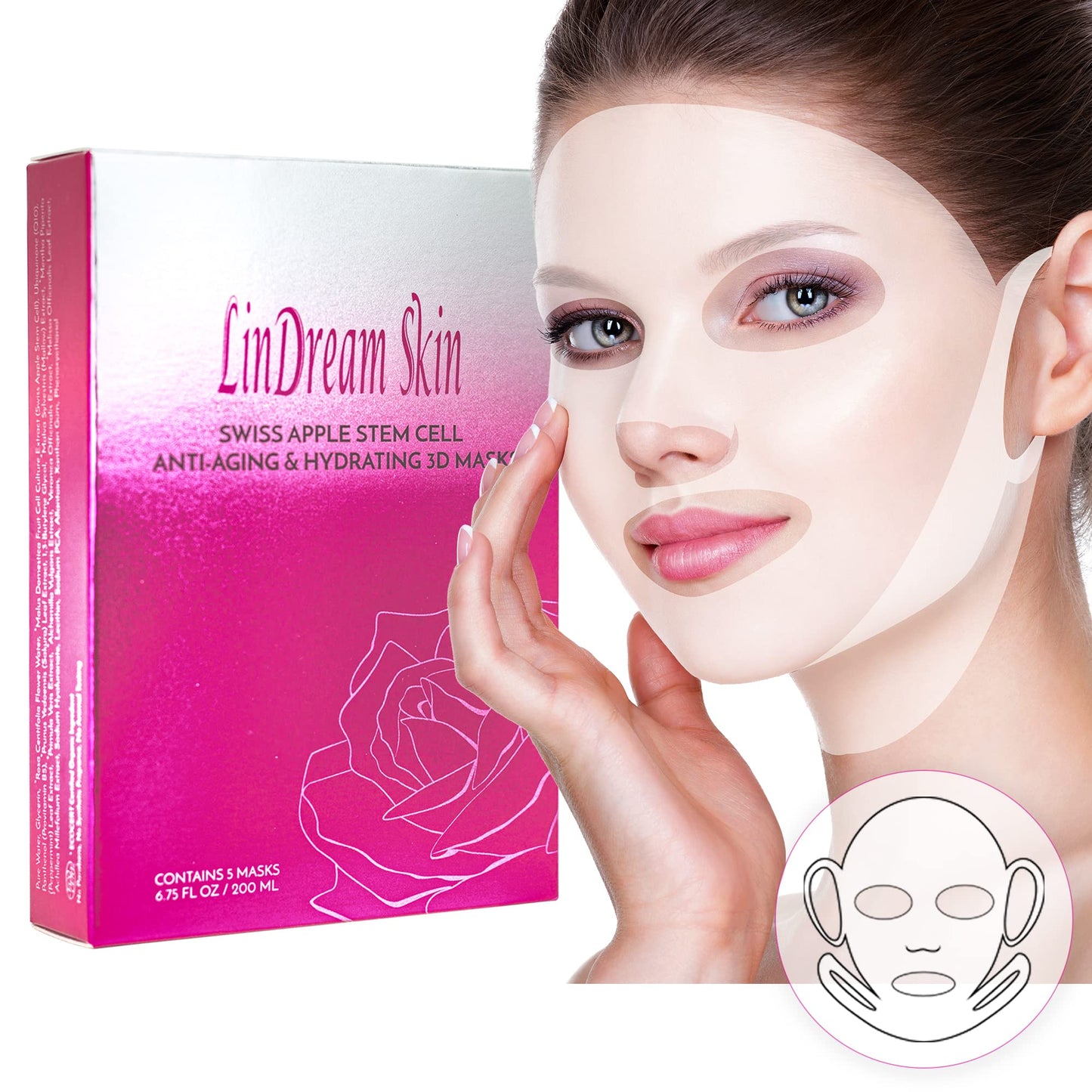 Sheet Masks for Face Chin Neck All in One - Moisturizing Facial Mask Skincare Set for Women and Men - Beauty Spa Anti Aging Treatment - Hydrating