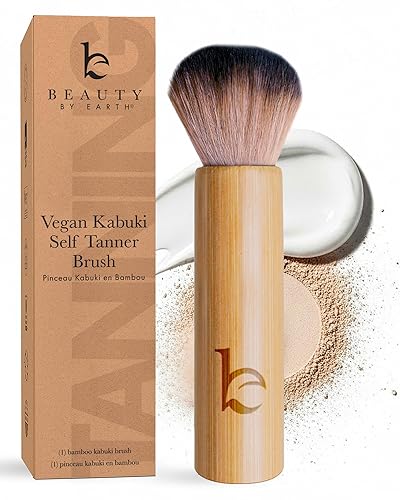 Kabuki Brush for Face - Ultra Soft Bronzer Brush for Blush, Loose Powder, Powder and Liquid Foundation & Self Tanner, Travel Friendy Makeup Blending