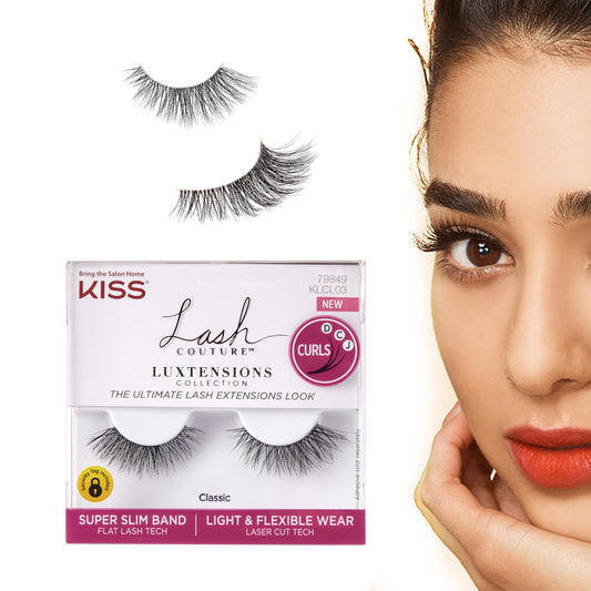 KISS Lash Couture LuXtensions Collection False Eyelashes, Flat Lash Technology, Super Slim Lash Band, Real Lash Extension Fibers, Reusable, Contact