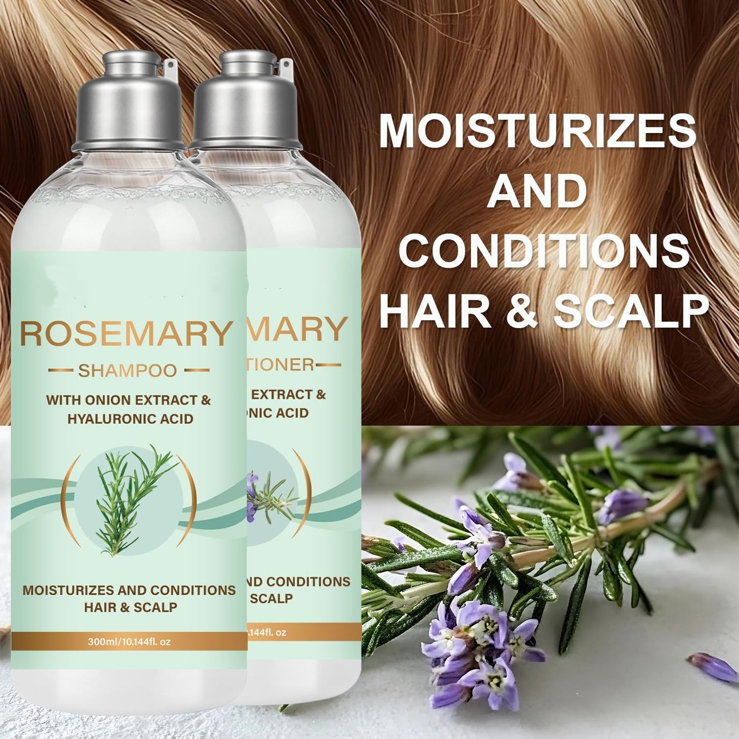Rosemary Shampoo and Conditioner Set with Rosemary Oil and Onion Extract, Thickening Formula - Volumizing Clarifying, Hydrating and Thickening Hair