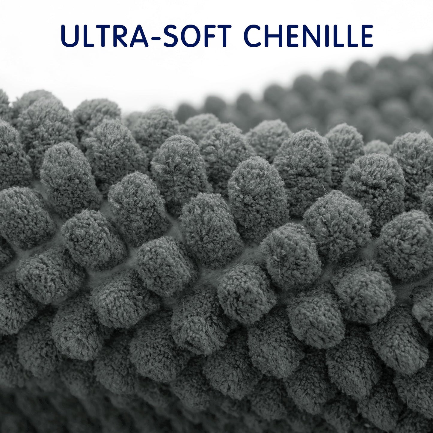 SUBRTEX Bathroom Rugs Chenille Bath Rug Soft Short Plush Bath Mat Soft Shower Mat Water Absorbent Shower Mat Quick Dry Machine Washable(Gray,16" x…