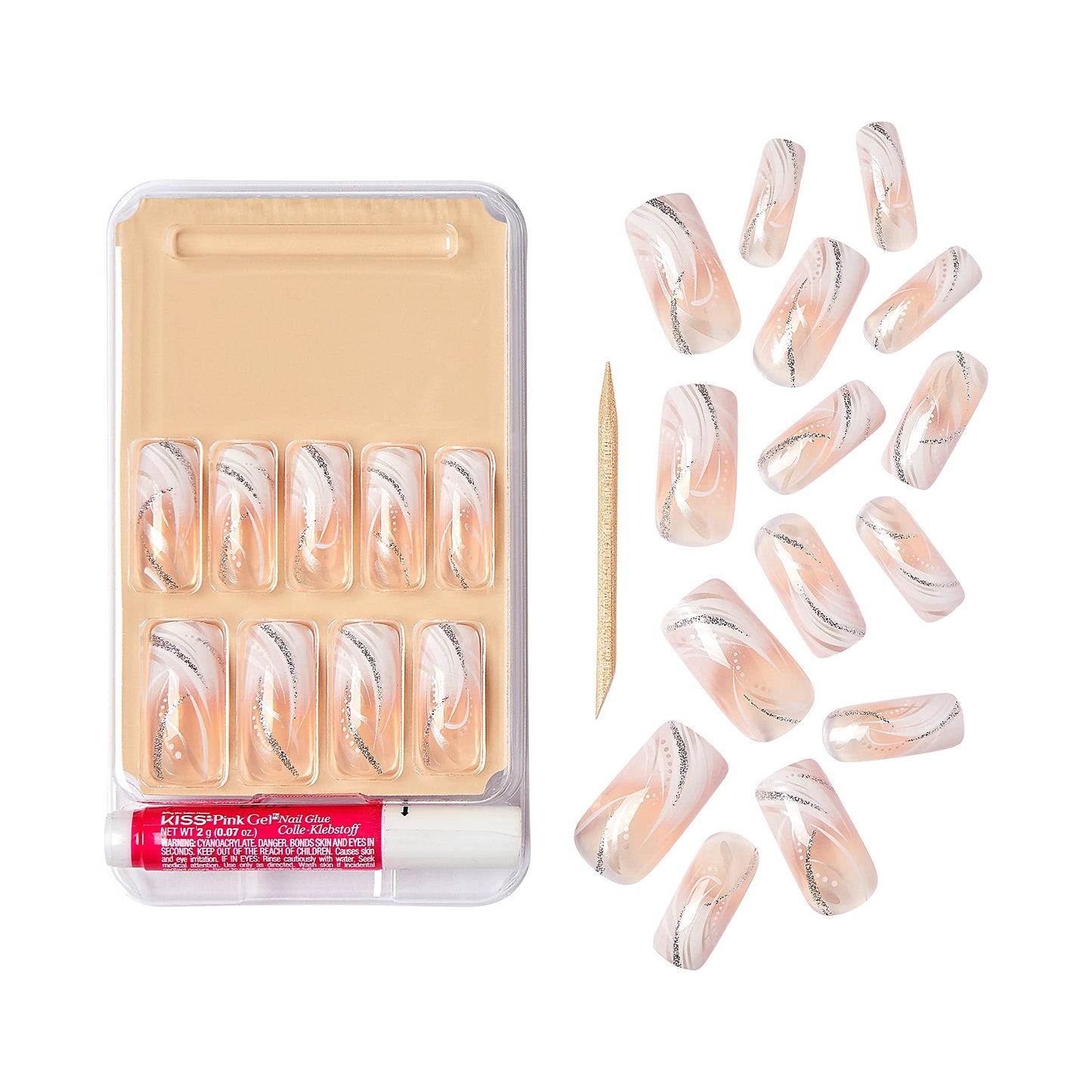 Goldfinger Full Cover White French Design Press on Nails Ready to Wear Gel Manicure Long Nails, Salon Result, Long Lasting Durable, Mini Glue Included Beauty & Personal Care Goldfinger
