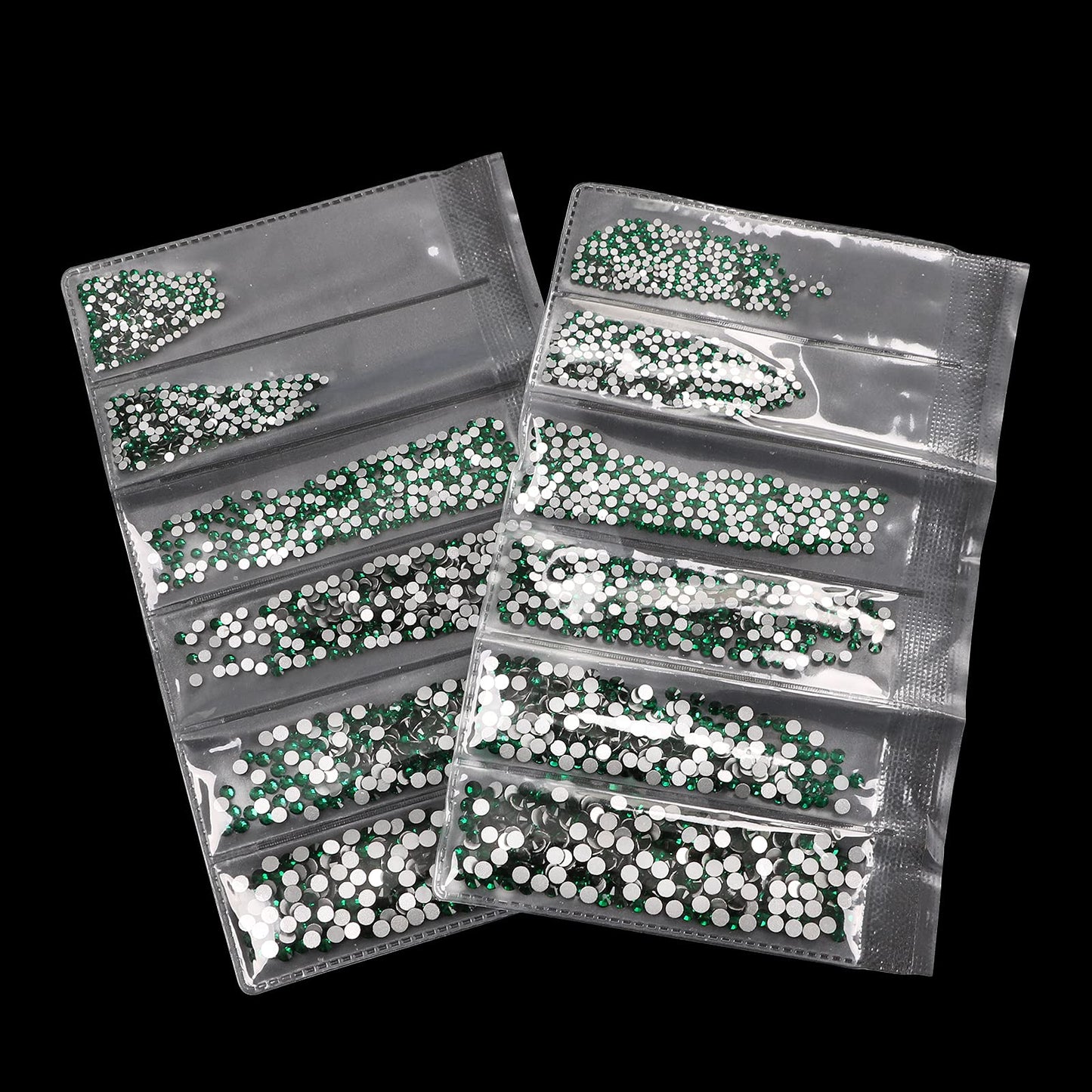 Jollin 3456pcs Flatback Rhinestones Glass Charms Diamantes Gems Stones for Nail Art 6 Size ss4~ss12 Dark Green