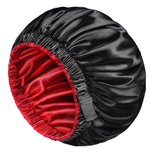 mikimini Satin Bonnet for Men and Women, Reversible Double Layer Sleeping Bonnet for Hair Braids with Anti-slip Adjustable Elastic Band Super Soft