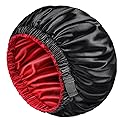 mikimini Satin Bonnet for Men and Women, Reversible Double Layer Sleeping Bonnet for Hair Braids with Anti-slip Adjustable Elastic Band Super Soft