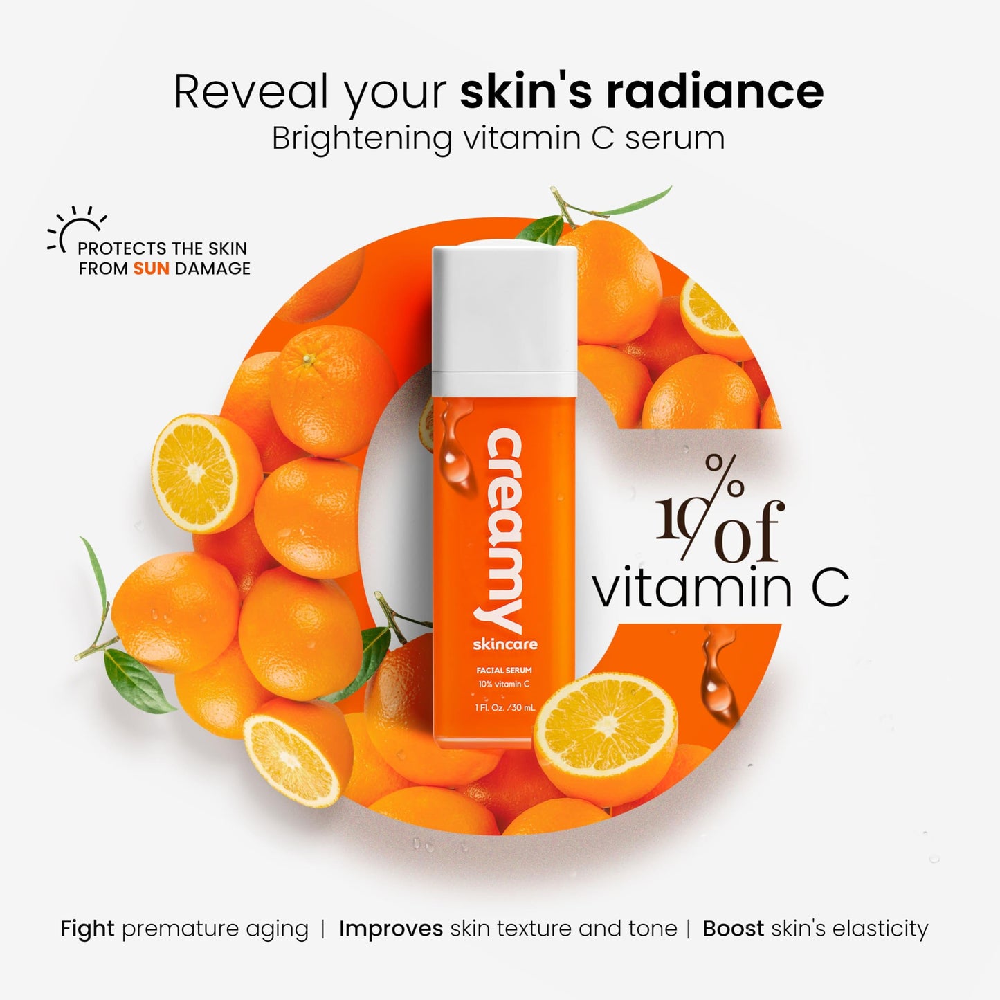 Creamy Vitamin C Face Serum, 10% Vitamin C, Serum for Glowing and Radiant Skin, Even Skin Tone, Prevent Premature Aging, All Skin Types, 1 fl oz/30mL Beauty & Personal Care C CREAMY SKINCARE