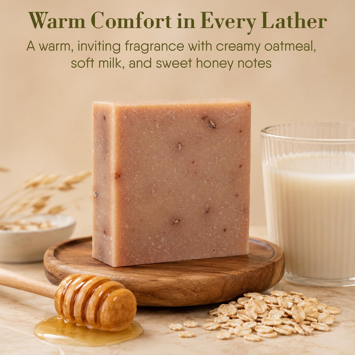 360Feel Oatmeal Milk and Honey Bar Soap - Made in The USA - Castile Handmade, All Natural Cold Processed - Infused with Oatmeal Milk and Honey