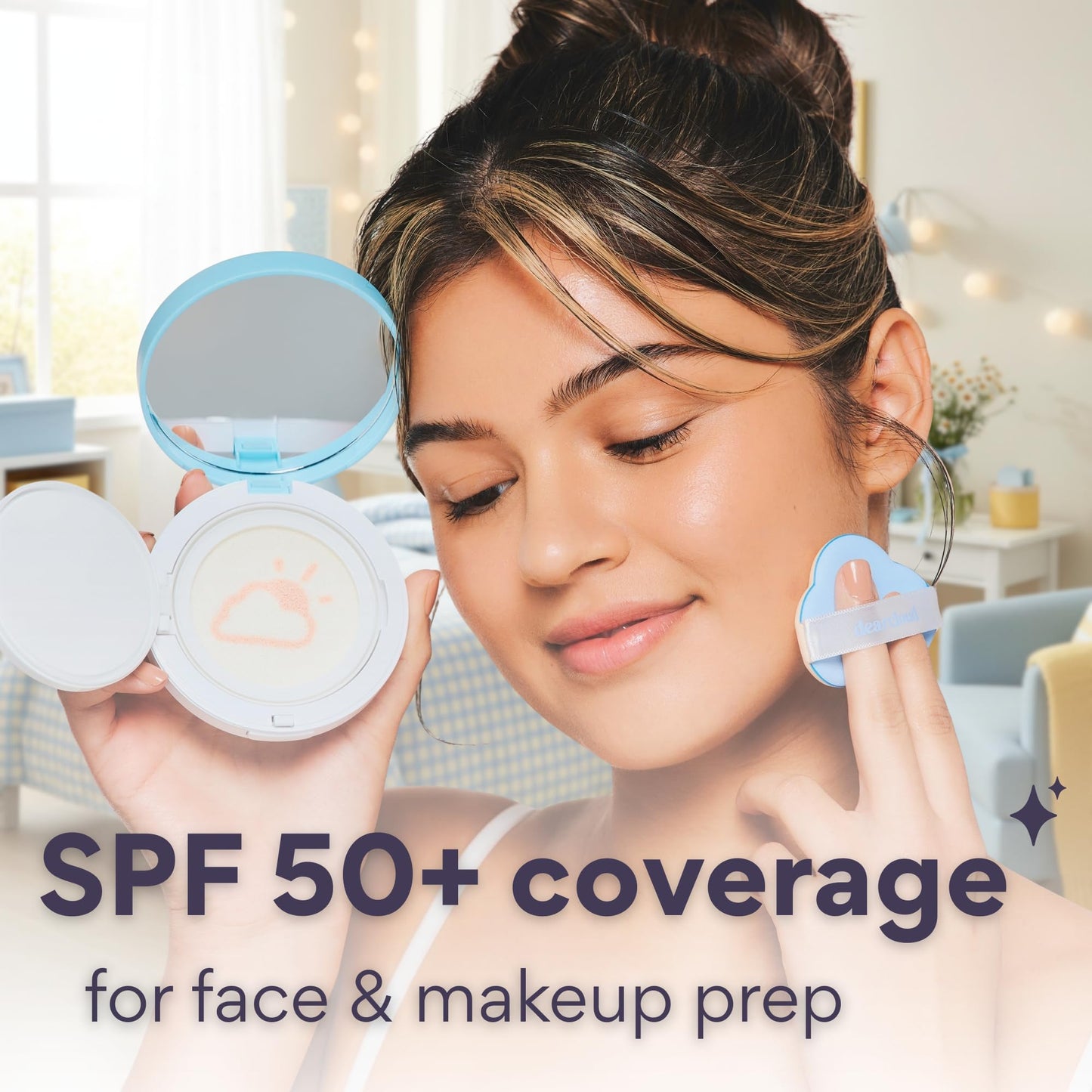 dearcloud Dear Sun Perfecting SPF Cushion - Color Adapting Sunscreen, Korean Sunscreen SPF 50+ (.53 oz)