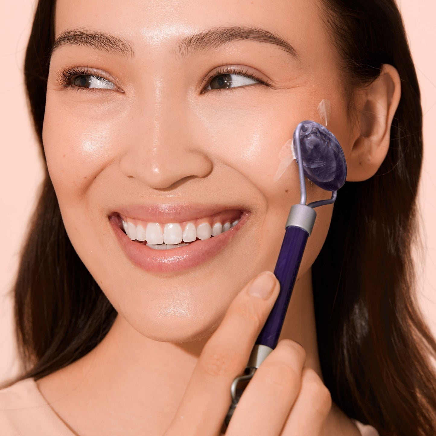EcoTools Amethyst Facial Roller, Real Stone Face Roller & Massager, Skincare & Sculpting Tool, Reduces Puffiness & Dark Circles, Eco-Friendly Beauty