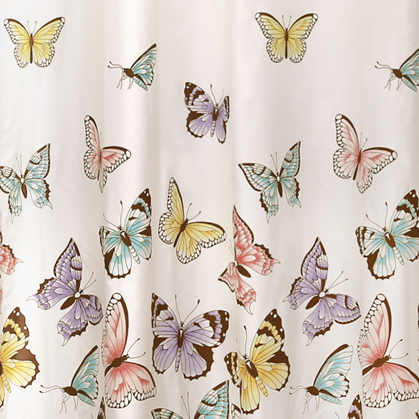 Lush Decor Flutter Butterfly Shower Curtain 72" W x 72" L Pink - Fabric Shower Curtains for Bathroom - Ruffle Bathroom Curtain - Pink Decor