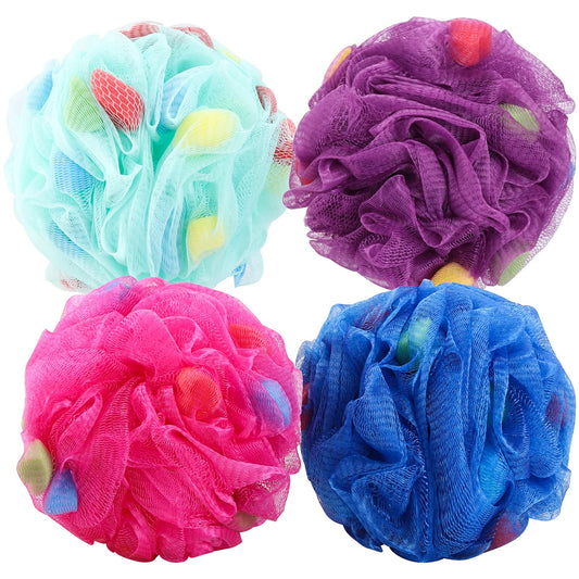BTYMS Premium Mesh Poufs (65g/pcs) Bath Sponges Shower Loofahs Exfoliating Shower Puff - Great for Body Wash Pack of 4 Beauty & Personal Care BTYMS