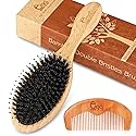 BLACK EGG Boar Bristle Brush for Wet/Dry Hair - Smoothing, Massaging, Detangling, Reduce Frizz, Restore Shine - Bamboo Brush for Women, Men, Kids