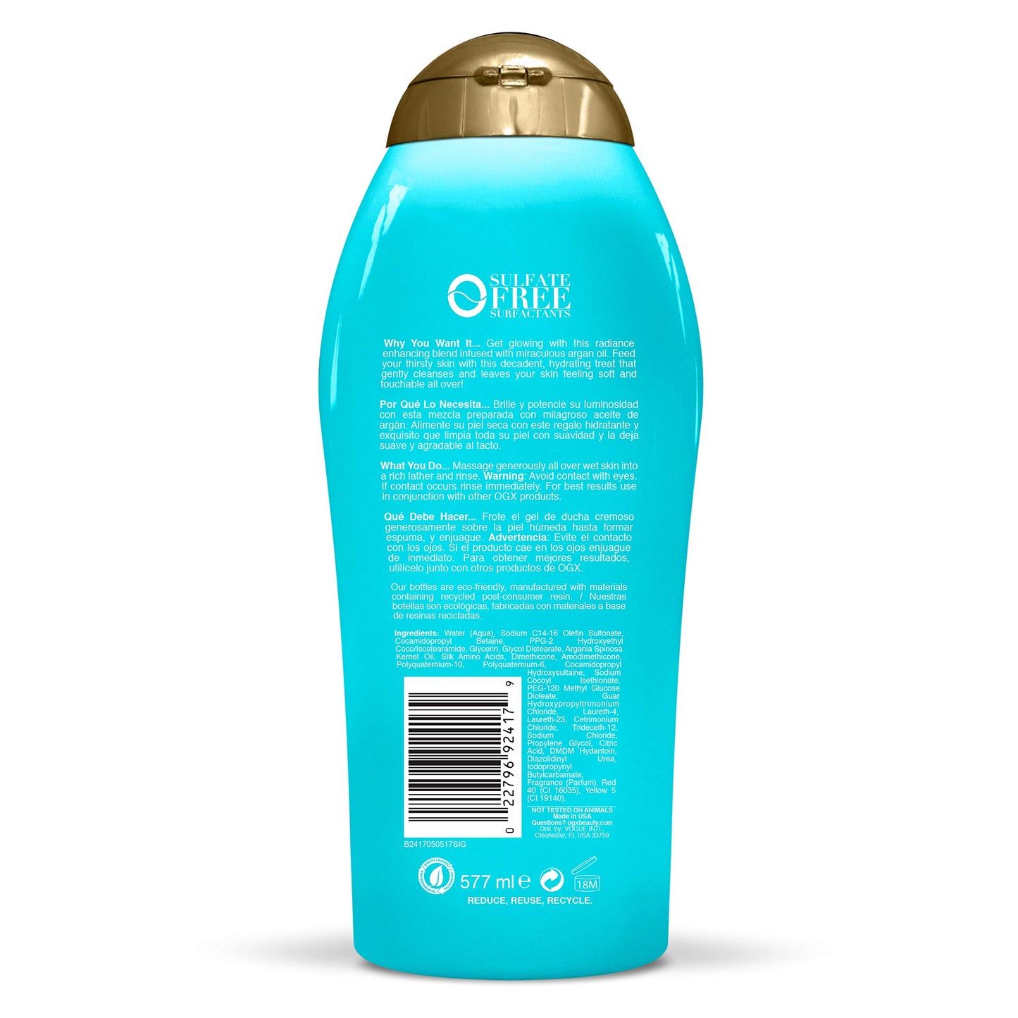 Ogx Body Wash Argan Oil Of Morocco 19.5 Ounce (577ml) (3 Pack)