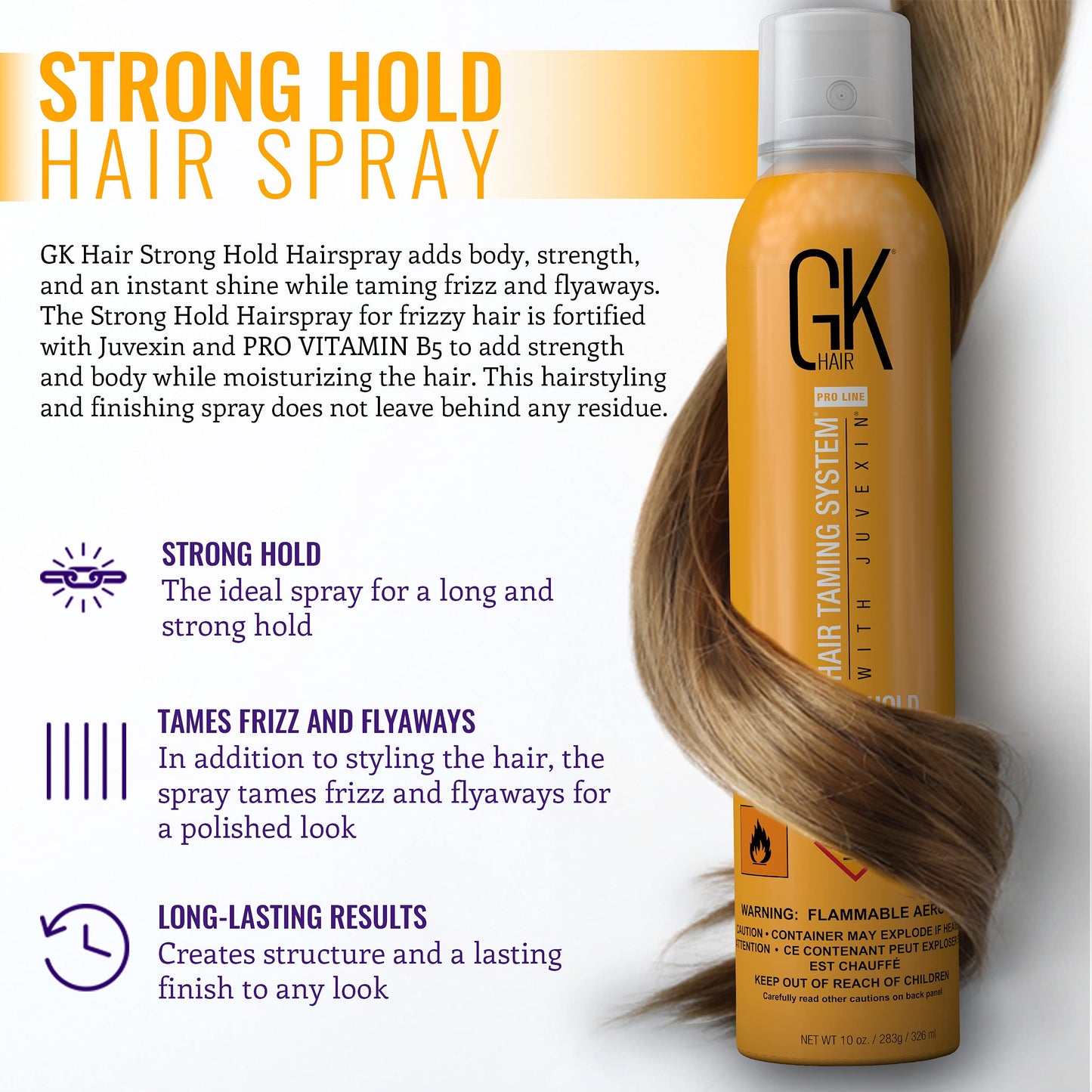 GKhair Strong Hold Spray for Firm Holding 10.1Oz