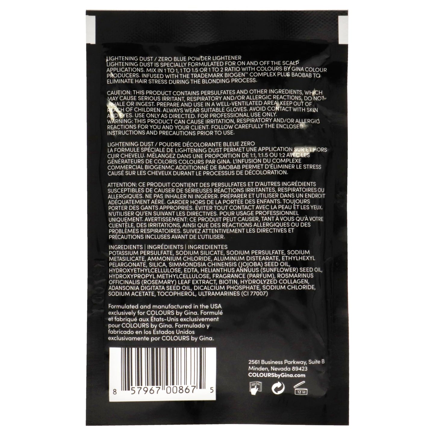 Colours By Gina Lightening Dust by Colours by Gina for Unisex - 1 oz Hair Color