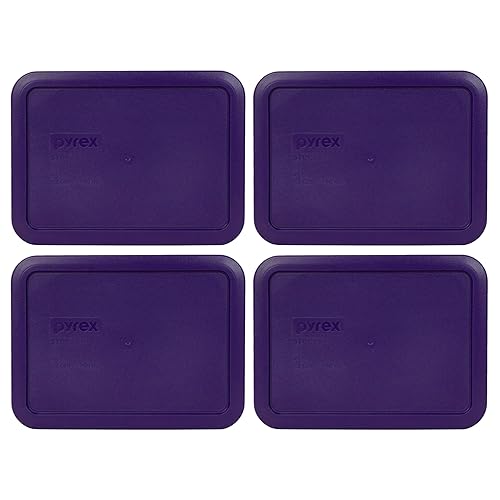 Pyrex 7210-PC 3-Cup Plum Purple Food Storage Replacement Lid (4-Pack) - Made in USA