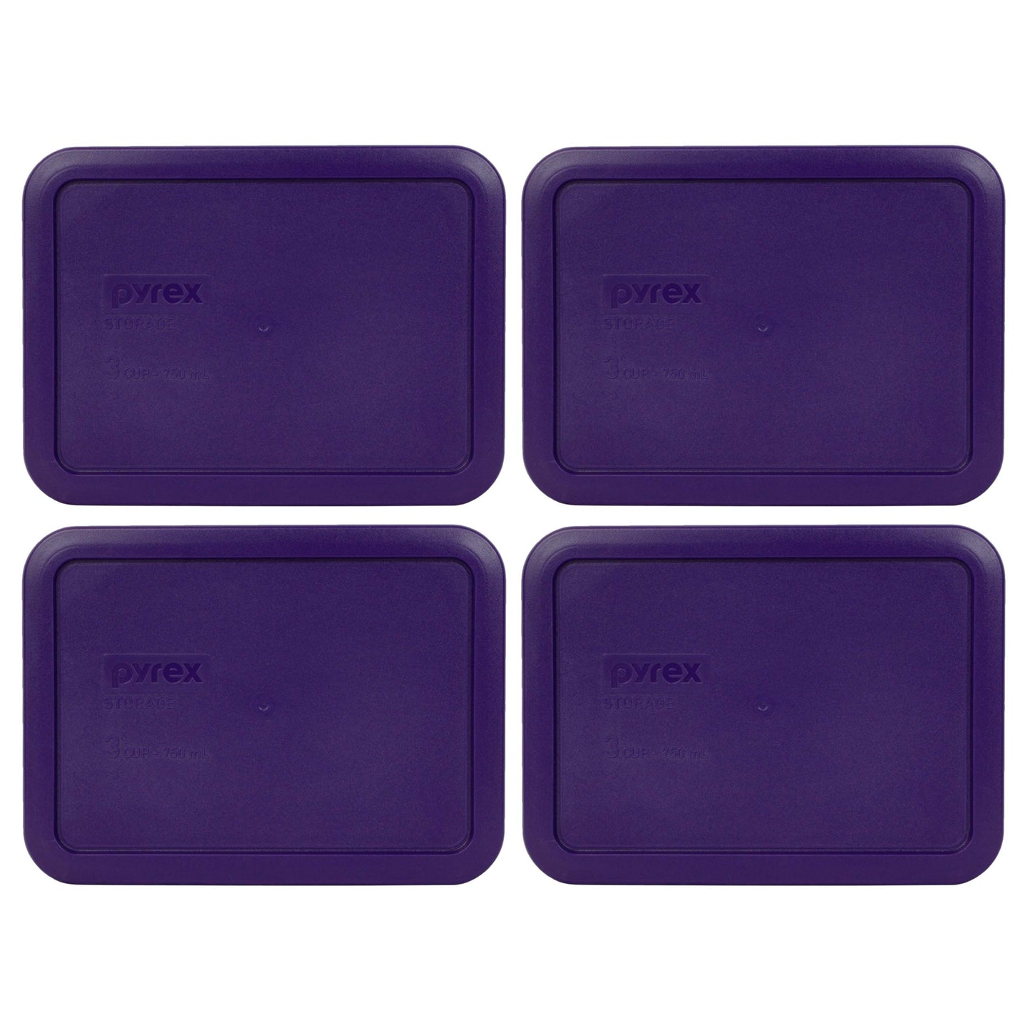 Pyrex 7210-PC 3-Cup Plum Purple Food Storage Replacement Lid (4-Pack) - Made in USA