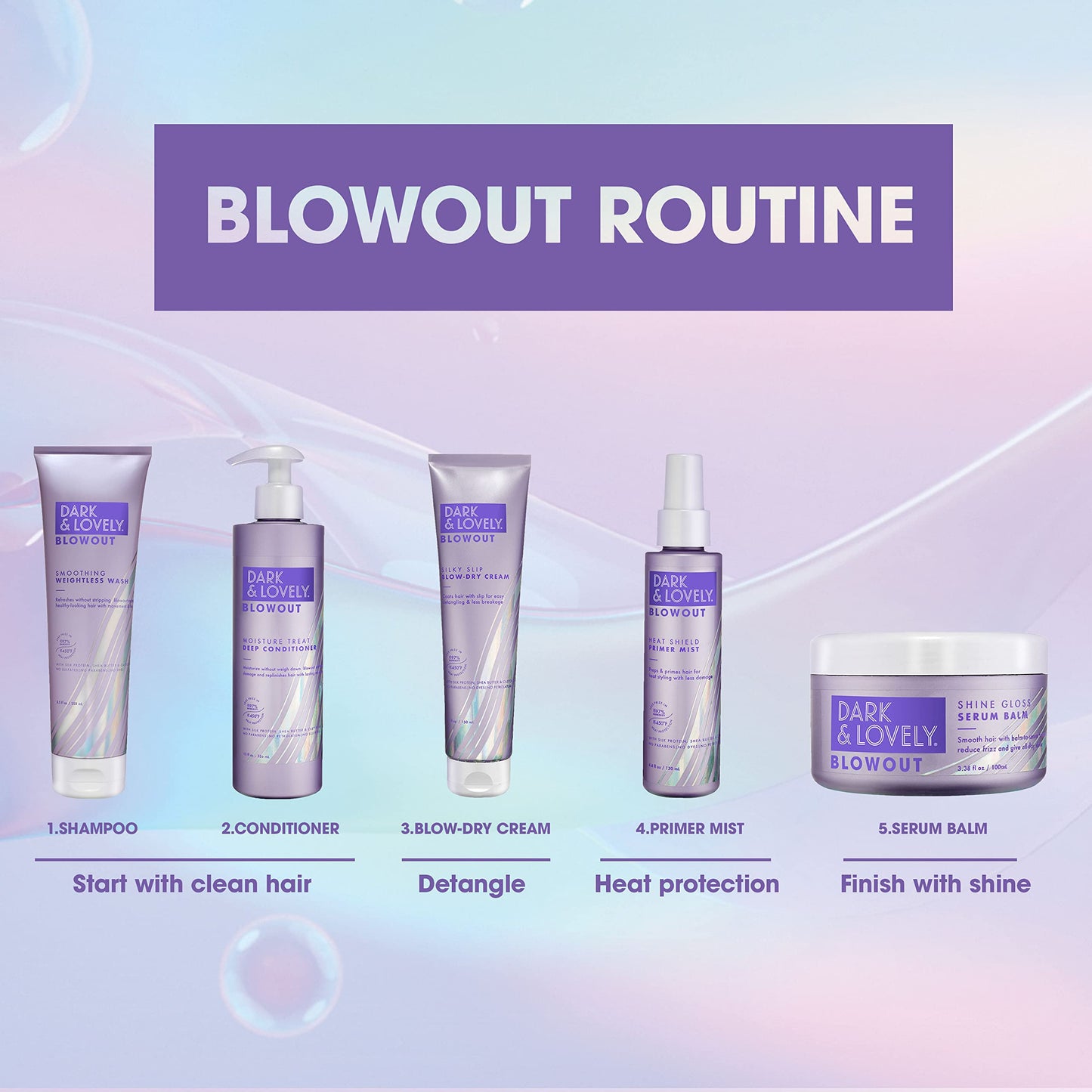 SoftSheen-Carson Dark and Lovely Blowout Anti Frizz Smoothing Shine Hair Serum with Castor Oil, For Curls and All Hair Types, 3.4 fl oz