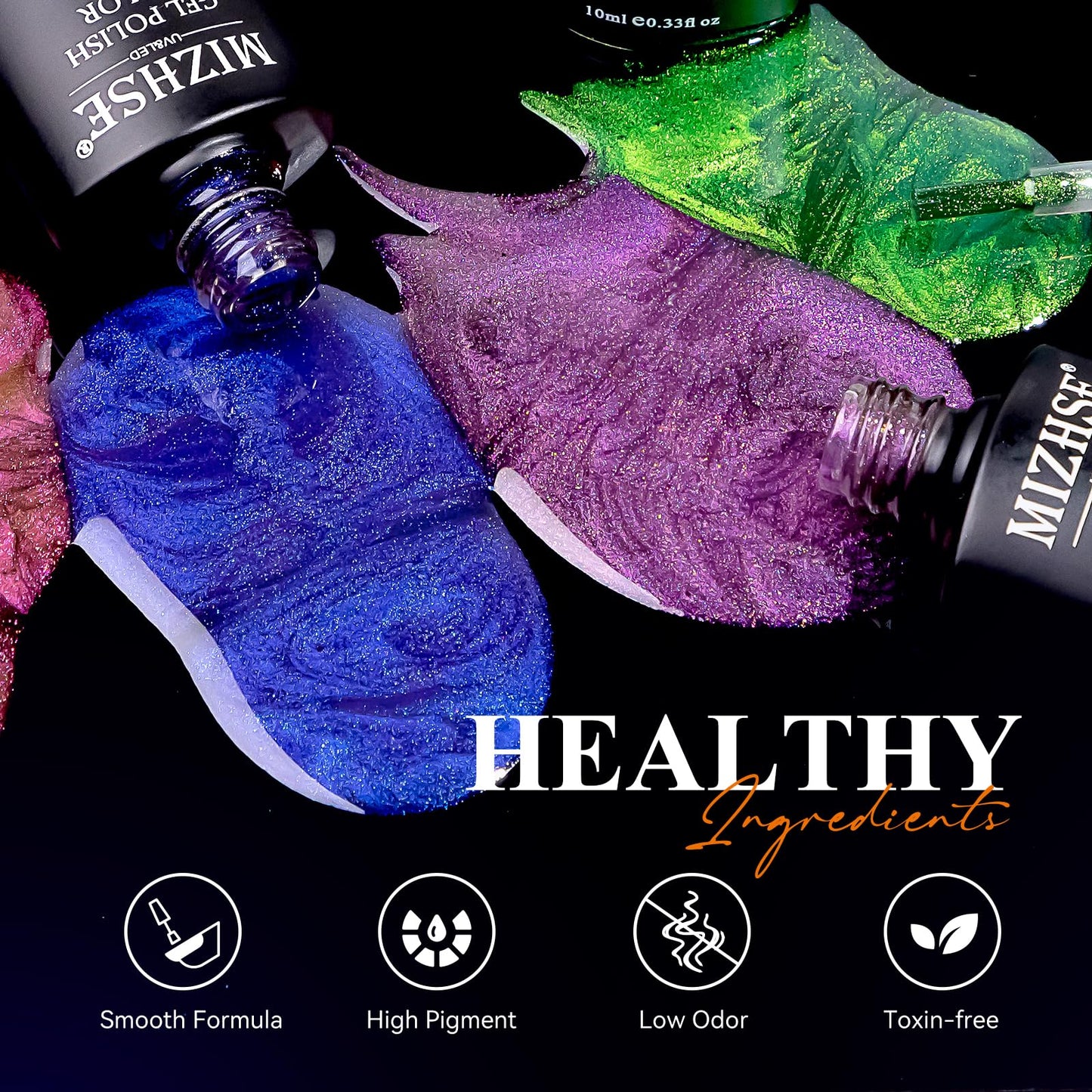 MIZHSE 9D Cat Eye Gel Nail Polish, Magnetic Cat Eye Gel Polish Set, 10ml*6 with 2 Magnets, Classic Colors Chameleon Magic Galaxy Effect Soak off Nail