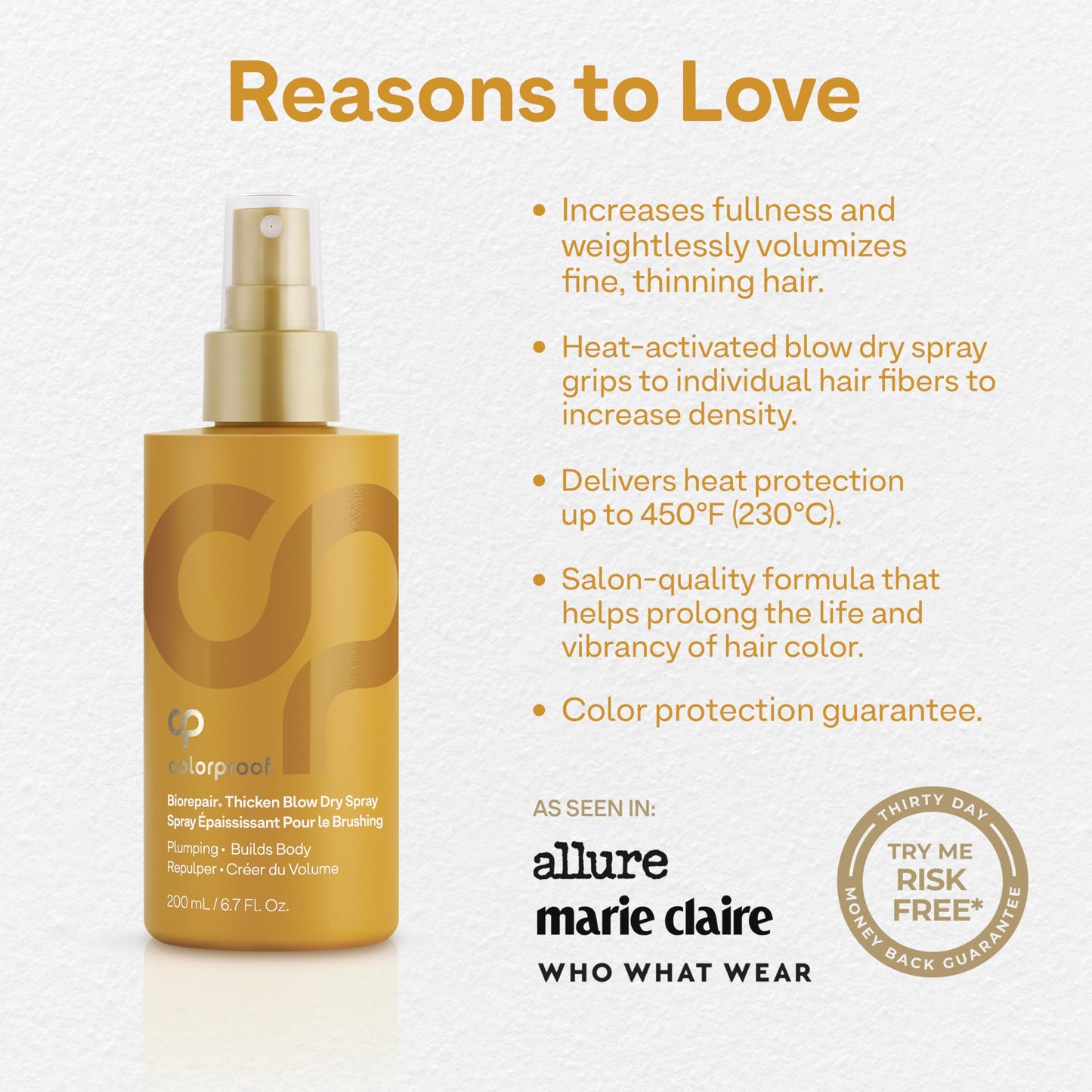 Colorproof Biorepair Thicken Blow Dry Spray 6.7 Fl. Oz. Volumizing Hair Prep Spray for Fine, Thinning Hair w/Fresh Lime, Eucalyptus, Mint Leaf
